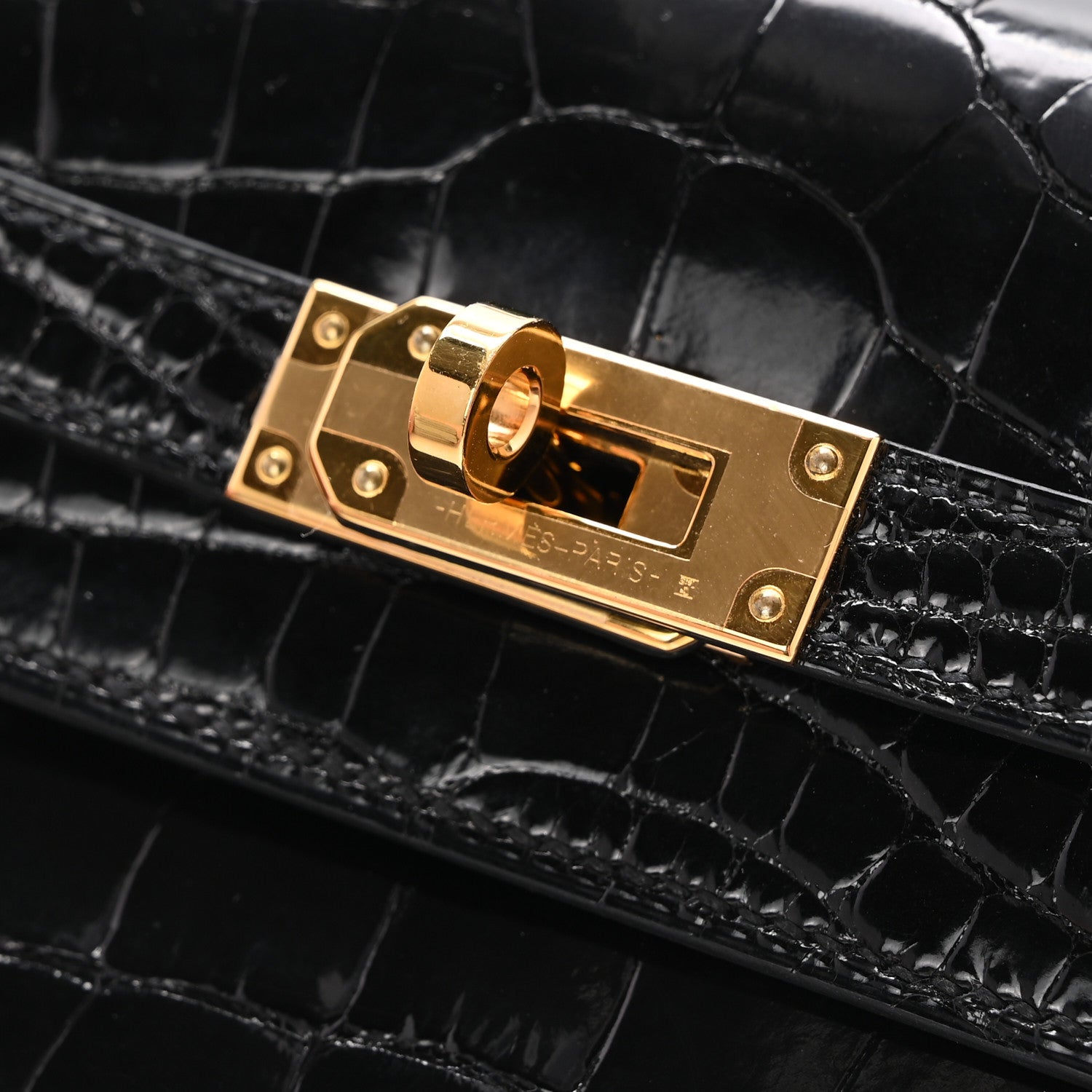 Hermes Shiny Alligator Kelly Wallet To Go Black 13 of 13