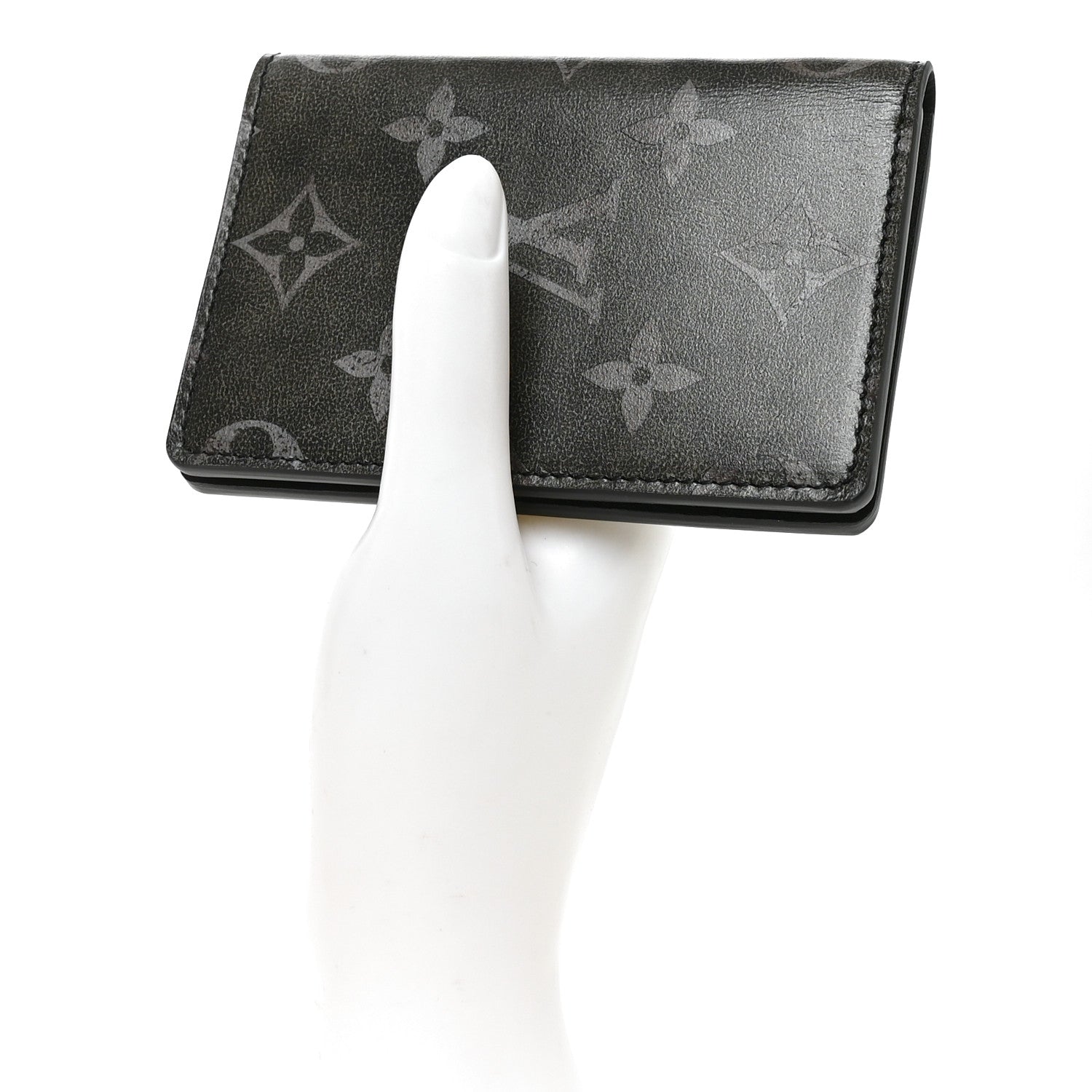 Louis Vuitton Brushed Monogram Pocket Organizer Black White 2 of 7