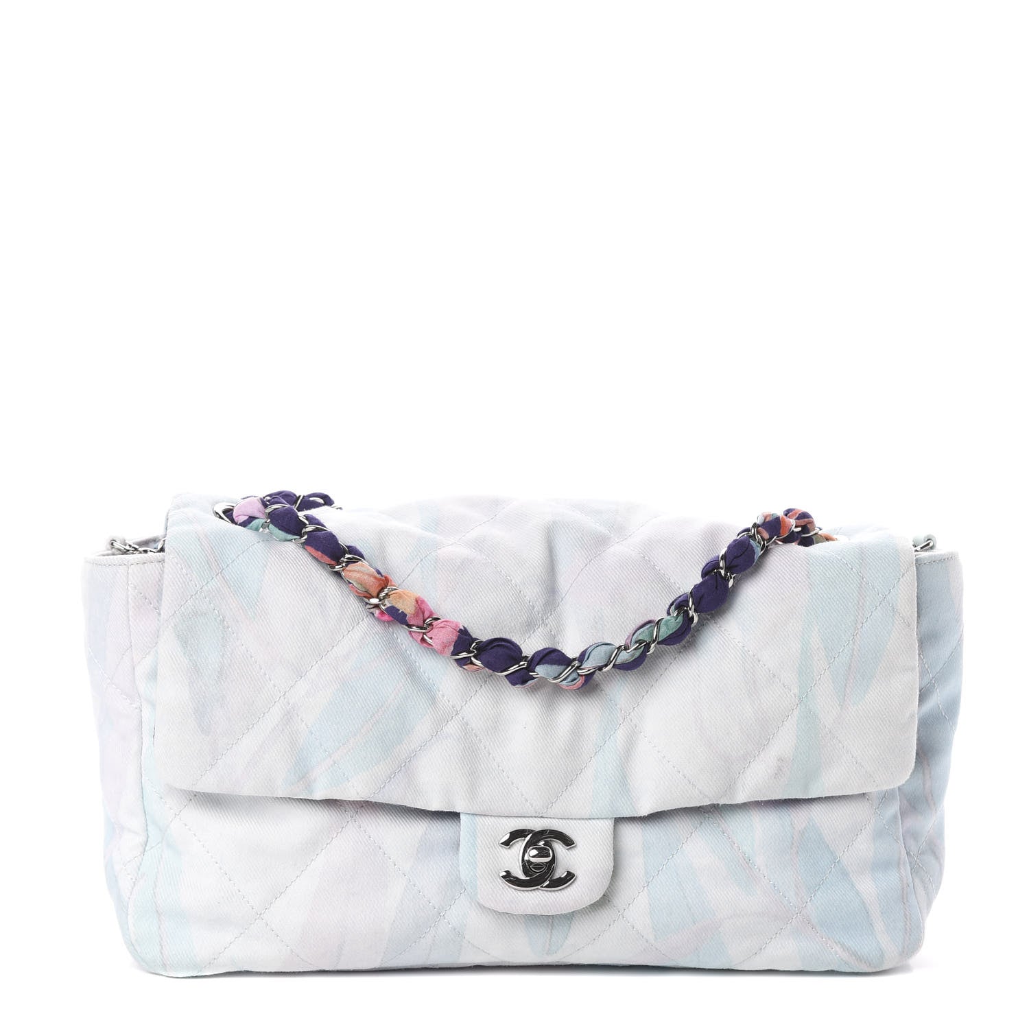 Chanel Canvas Quilted Printed Flap White Multicolor 1 of 9