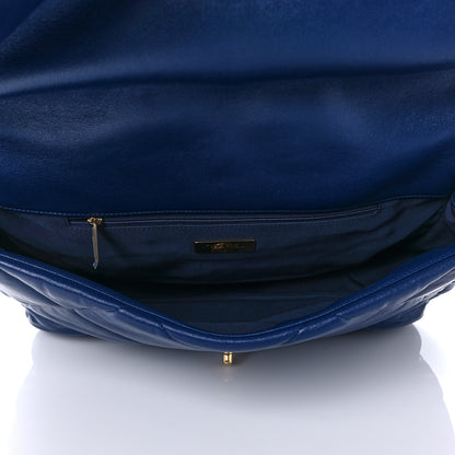 Chanel Goatskin Quilted Maxi Chanel 19 Flap Blue 5 of 10
