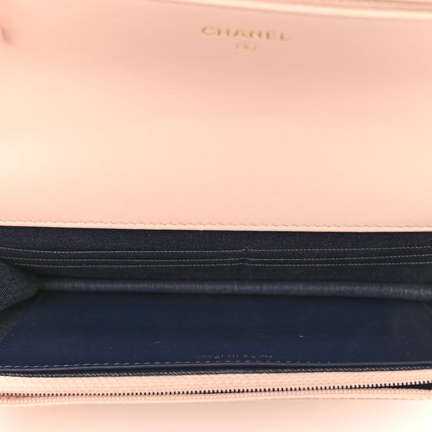 Lambskin Plexi Quilted Wallet On Chain WOC Light Beige
