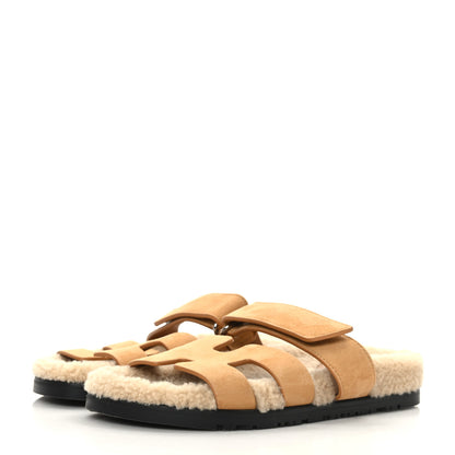 Hermes Suede Goatskin Woolskin Womens Chypre Sandals 36.5 3 of 8