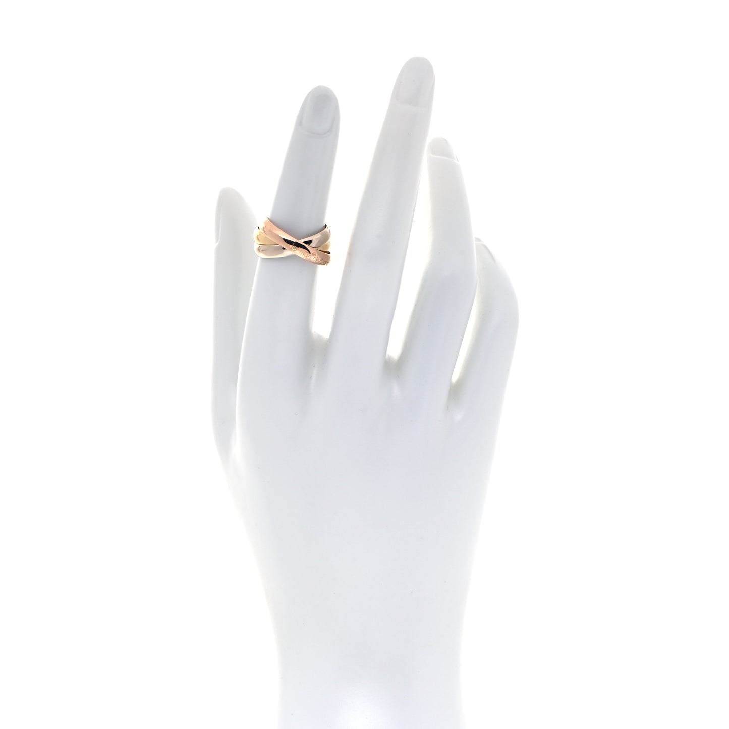 18K Pink Yellow White Gold Classic Les Must De Cartier Trinity Ring 52 6
