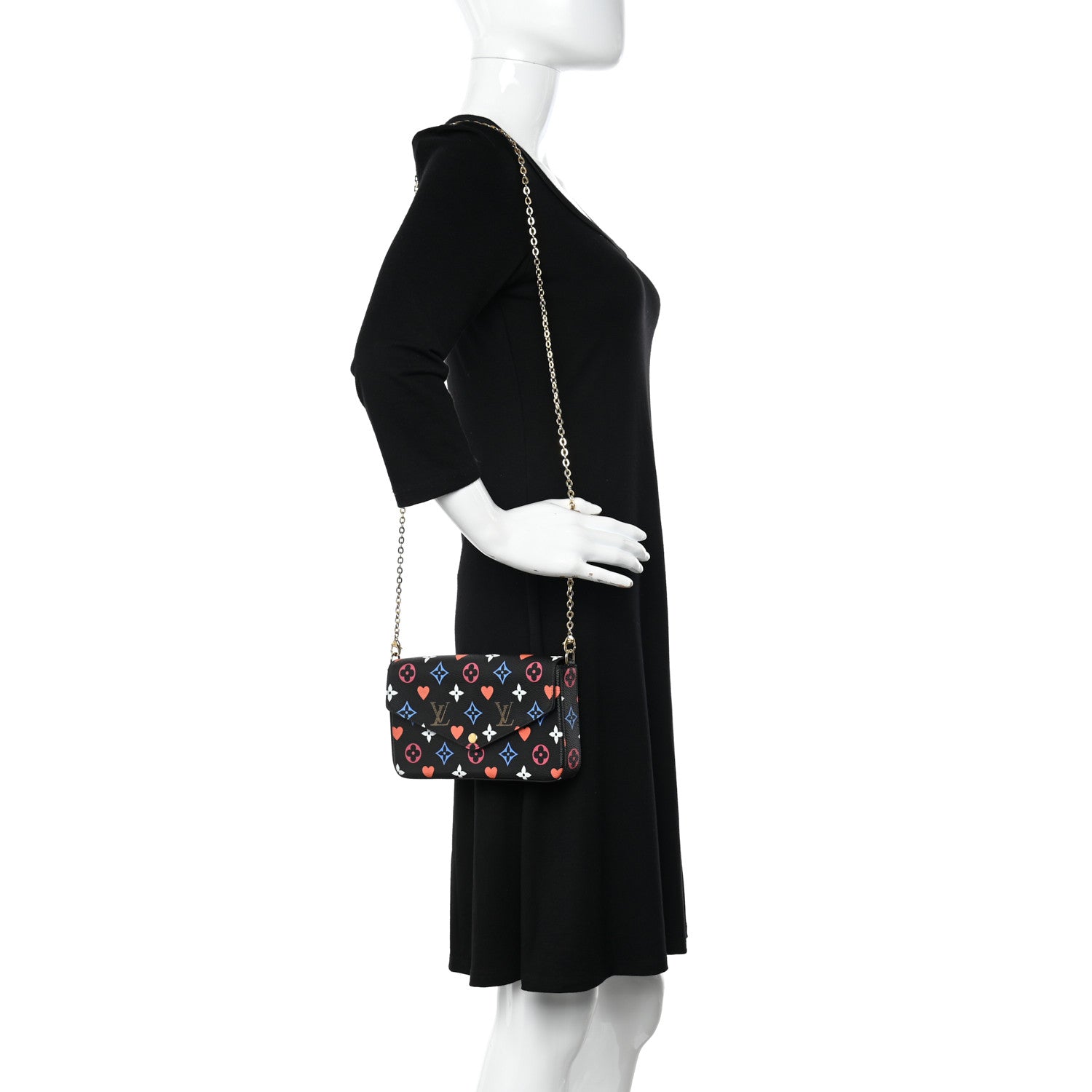 Louis Vuitton Game On Felicie Chain Wallet Black 2 of 10