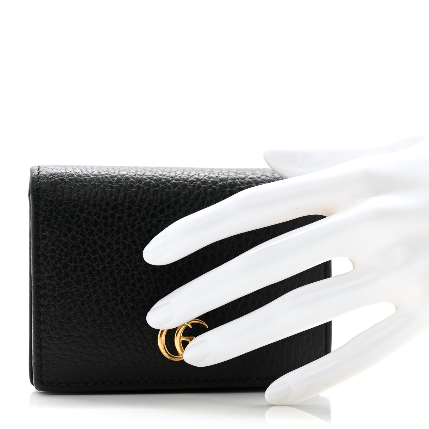 Pebbled Calfskin GG Marmont Card Case Black