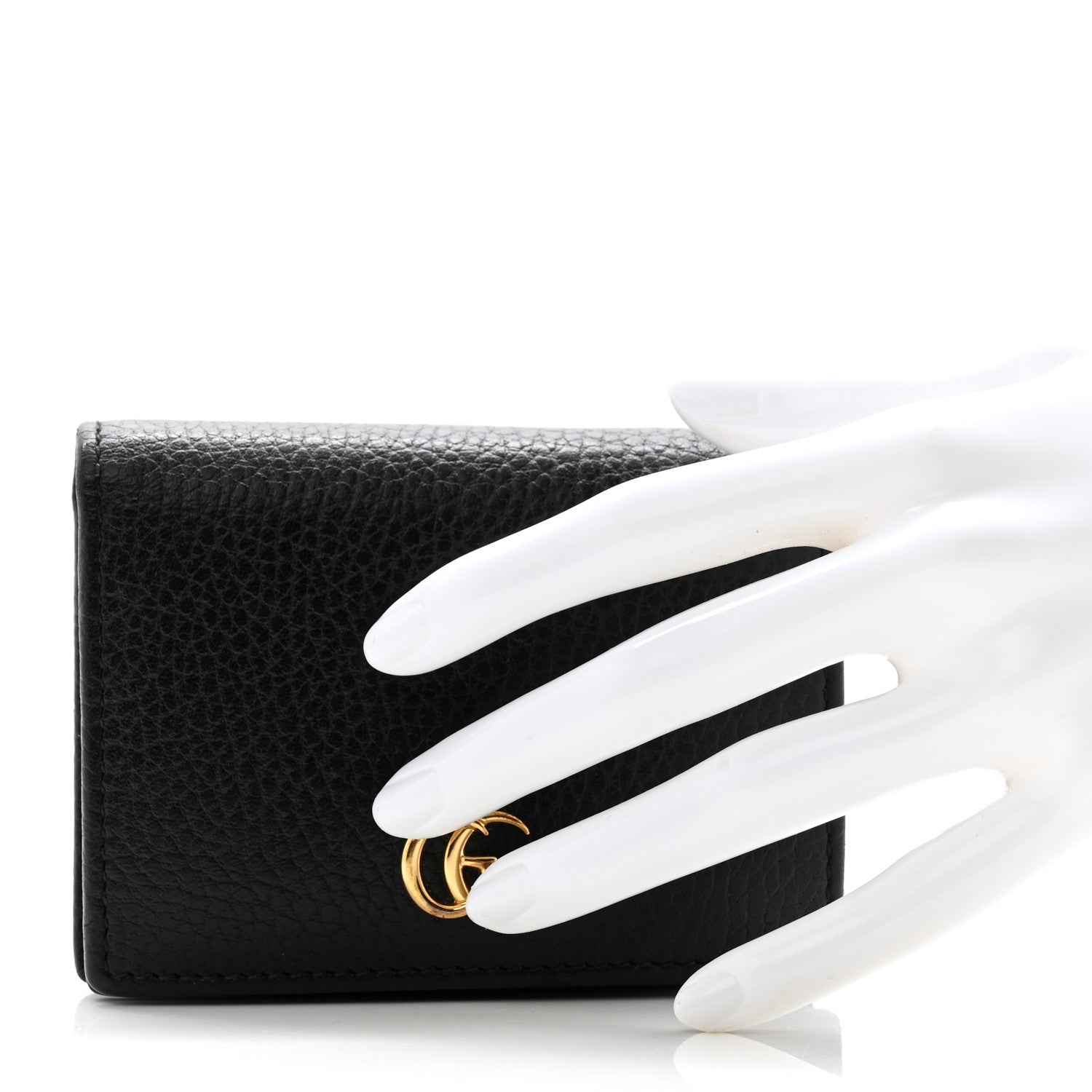 Gucci Pebbled Calfskin GG Marmont Card Case Black 2 of 8