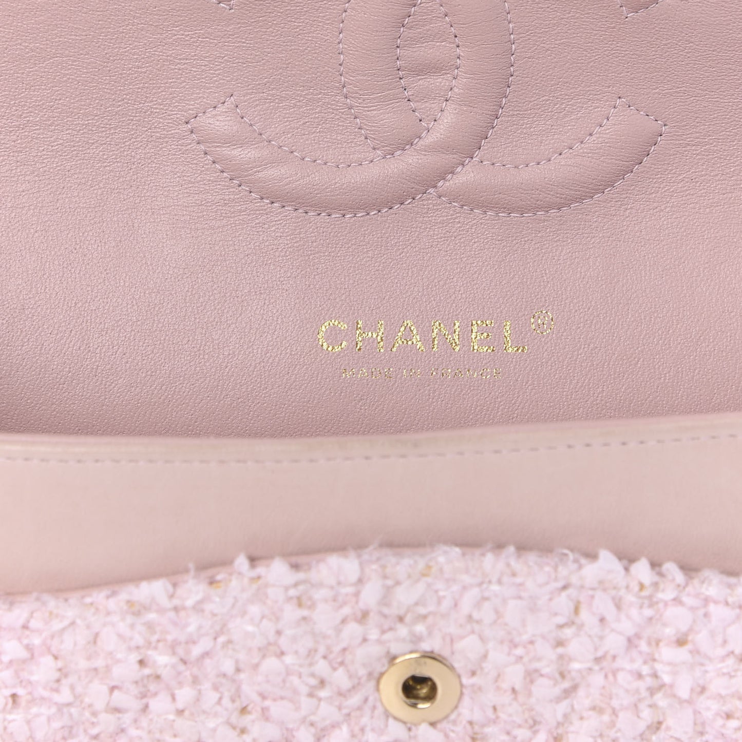 Tweed Medium Double Flap Pink