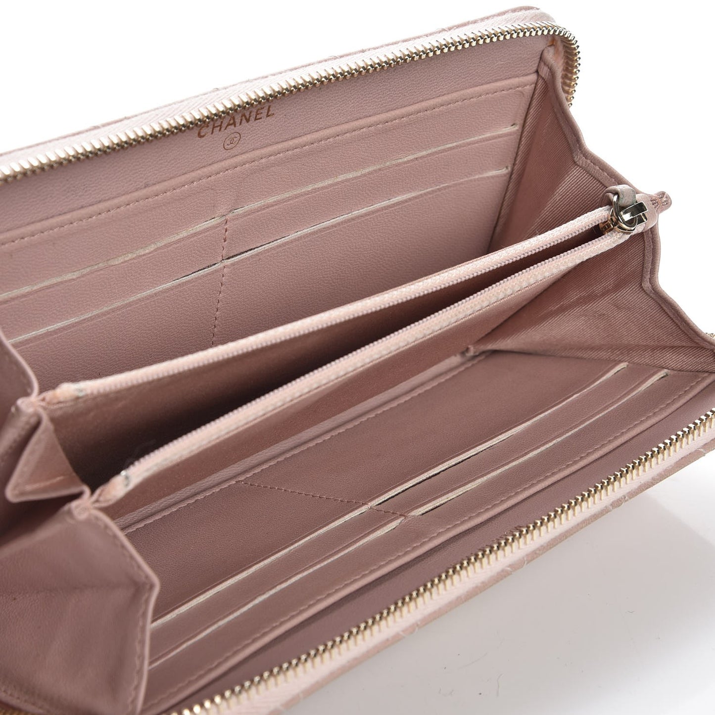Lambskin Fancy CC Large Zip Around Wallet Pink