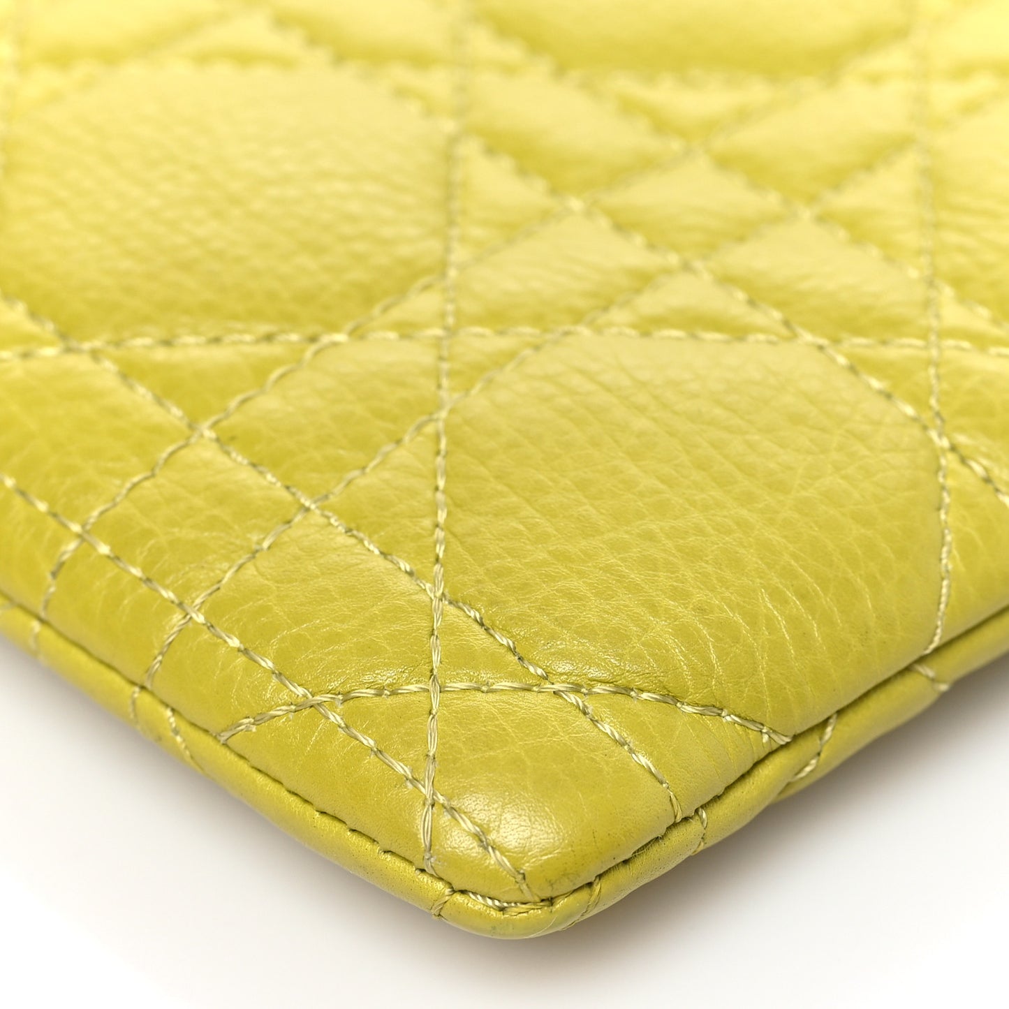 Supple Calfskin Cannage Caro Multifunctional Pouch Lime