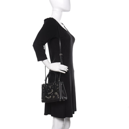 Prada Saffiano Lux Crystal Mini Galleria Double Zip Tote Black 2 of 11
