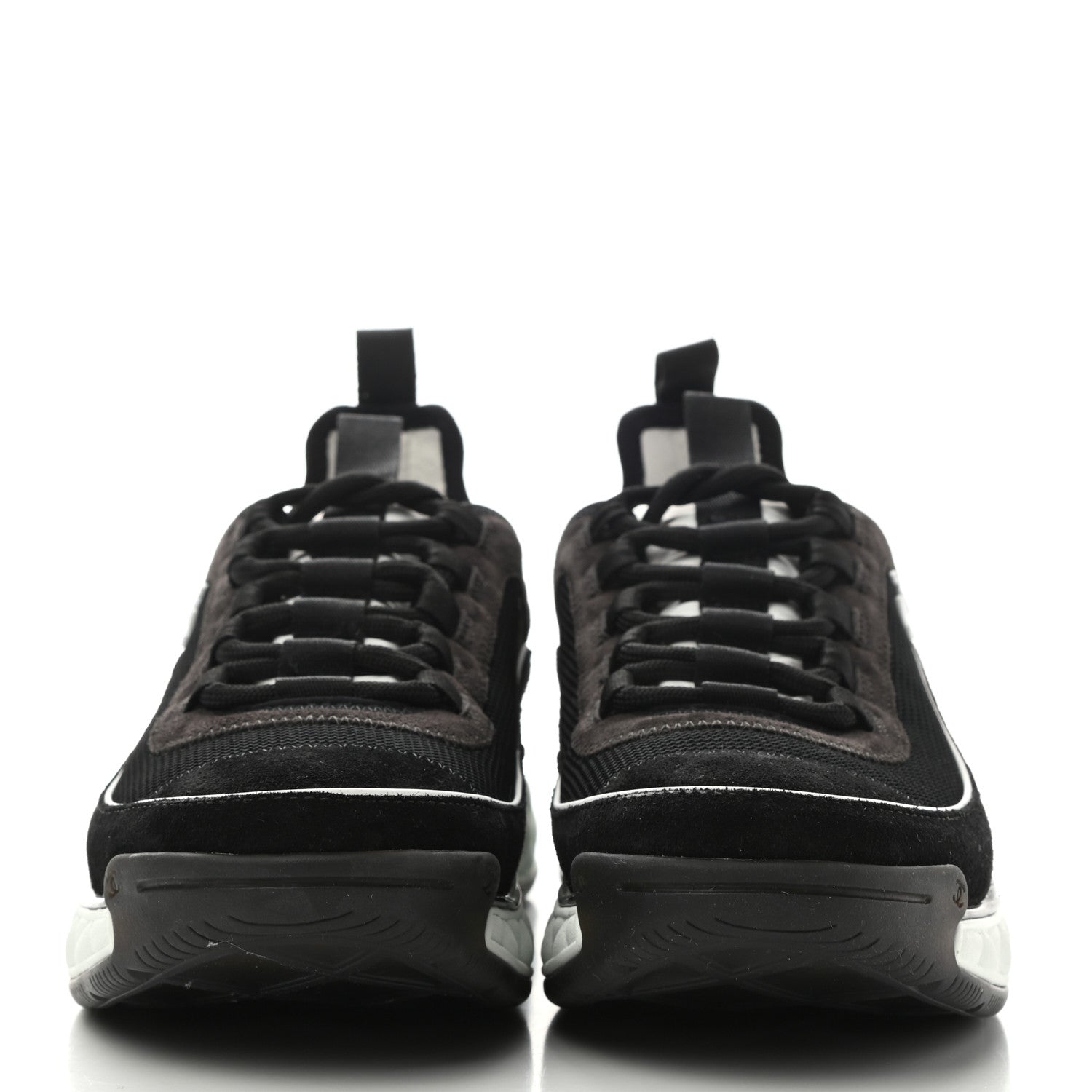 Chanel Fabric Suede CC Sneakers 38.5 Black Dark Grey 2 of 9