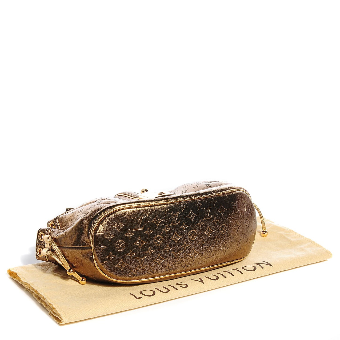 Cuir Gold Monogram Embossed Theda PM Bronze