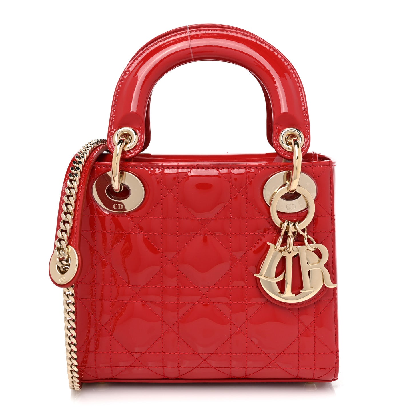 Patent Cannage Mini Lady Dior Red