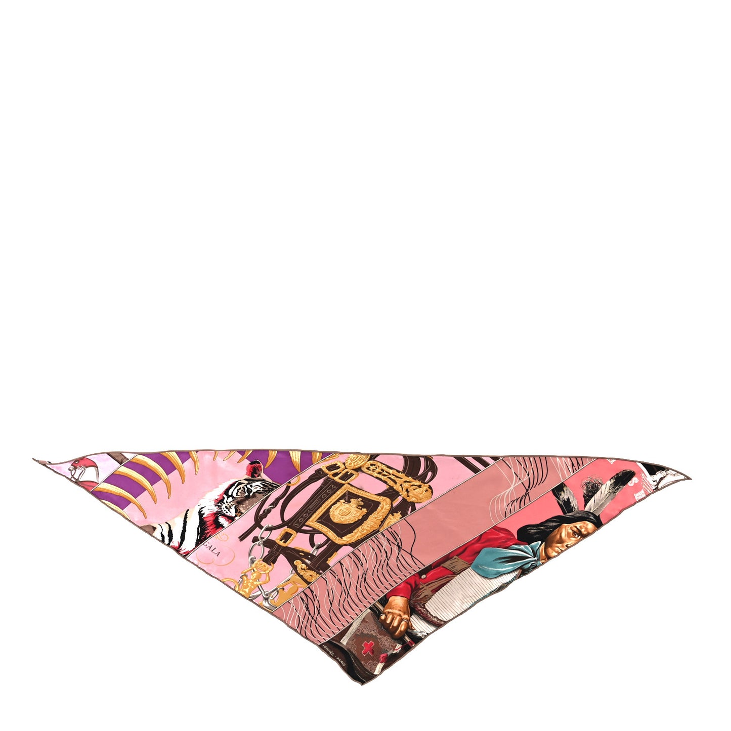 Silk Carre En Carres Triangle Shawl Pink