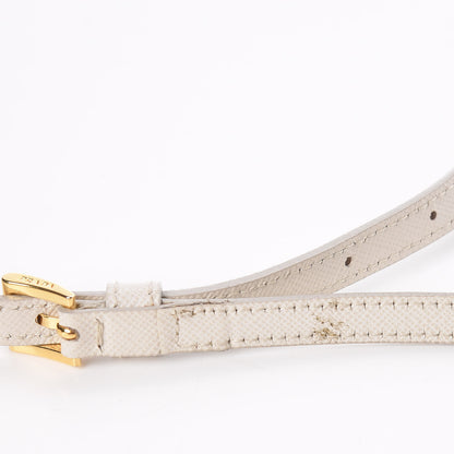 Prada Saffiano Metal Flap Wallet with Strap Talco 13 of 15