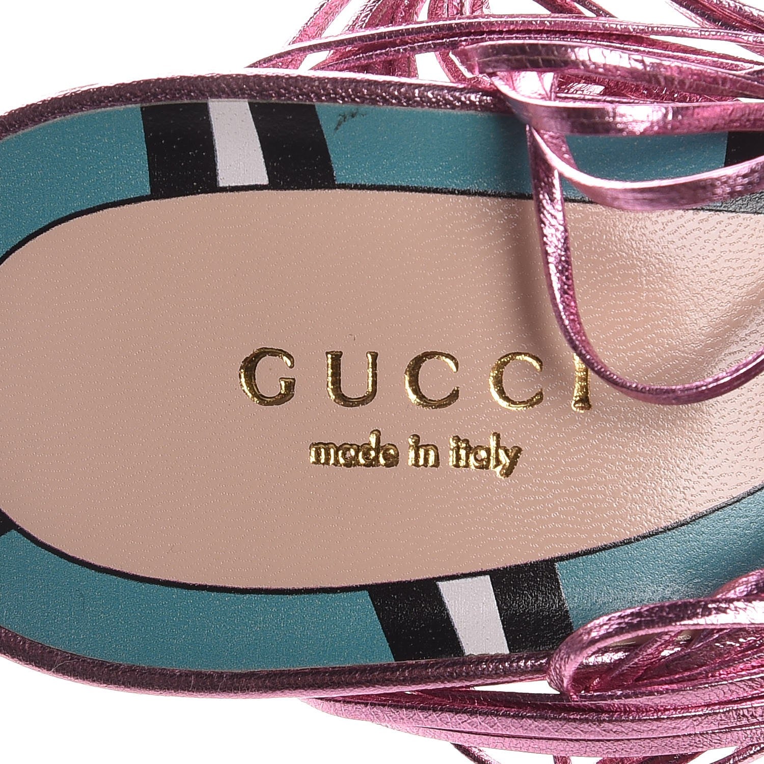 Gucci Metallic Nappa Knotted Allie Sandals 40 Rosa 7 of 7