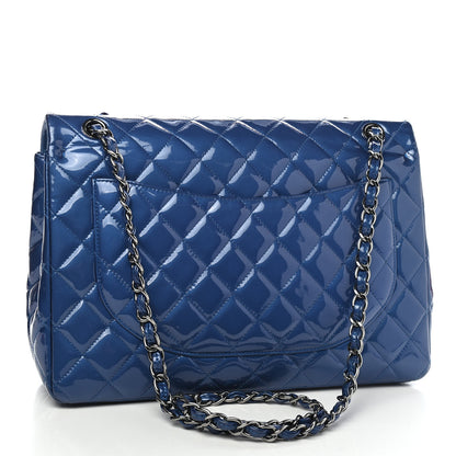Chanel Patent Quilted Maxi Double Flap Blue 2 of 8