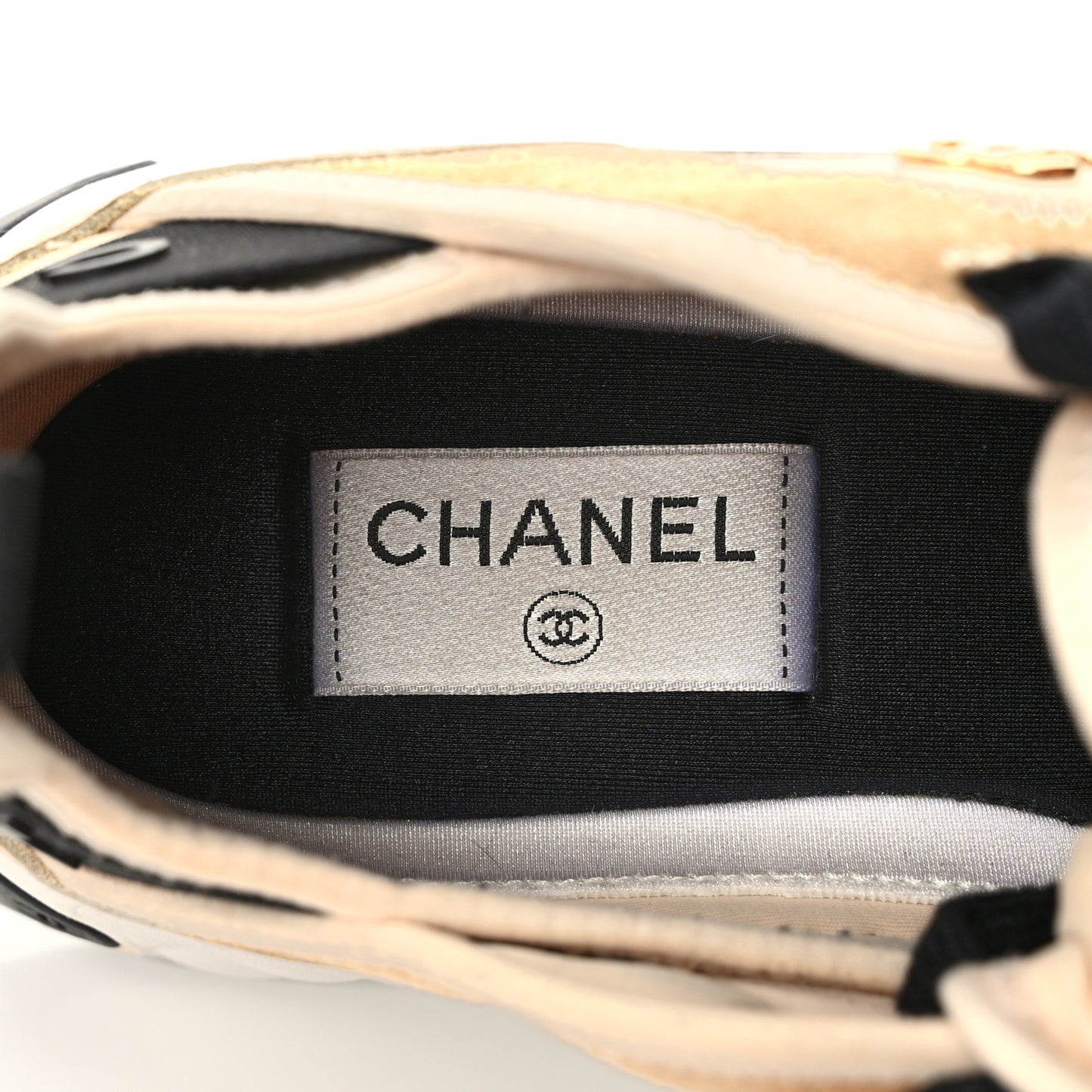 Velvet Calfskin Mixed Fibers CC Sneakers 40 Beige