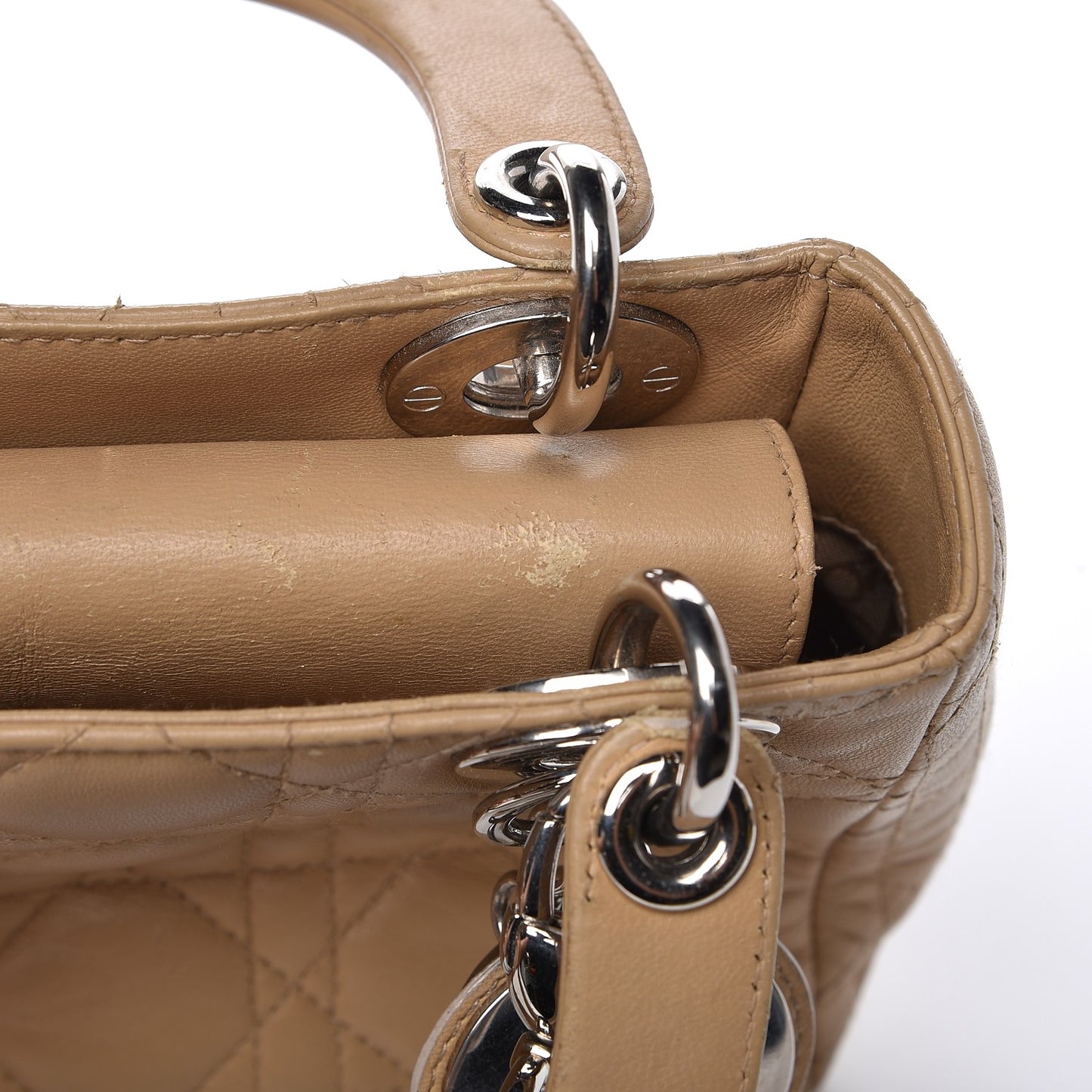 Lambskin Cannage Mini Lady Dior Beige