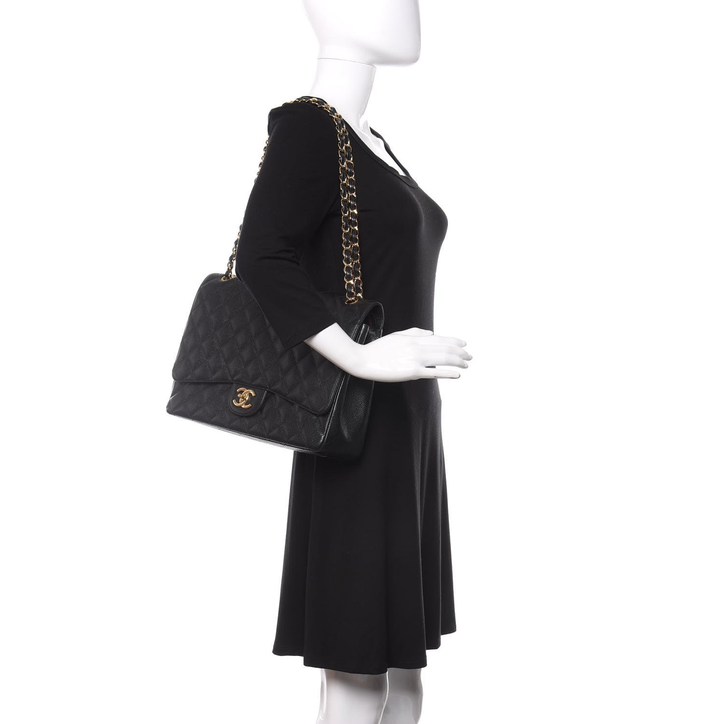 Caviar Quilted Maxi Double Flap Black