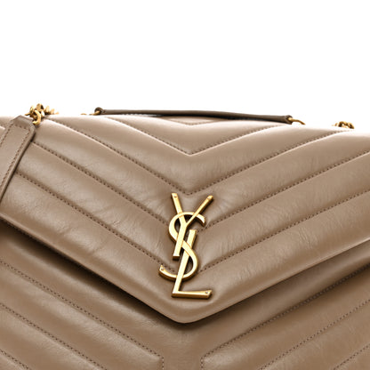 Saint Laurent Calfskin Y Quilted Monogram Medium Loulou Chain Satchel Dark Beige 5 of 10
