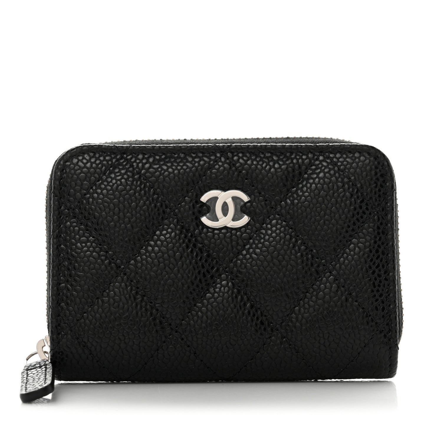 Caviar Quilted Classic Zipped Coin Purse Black