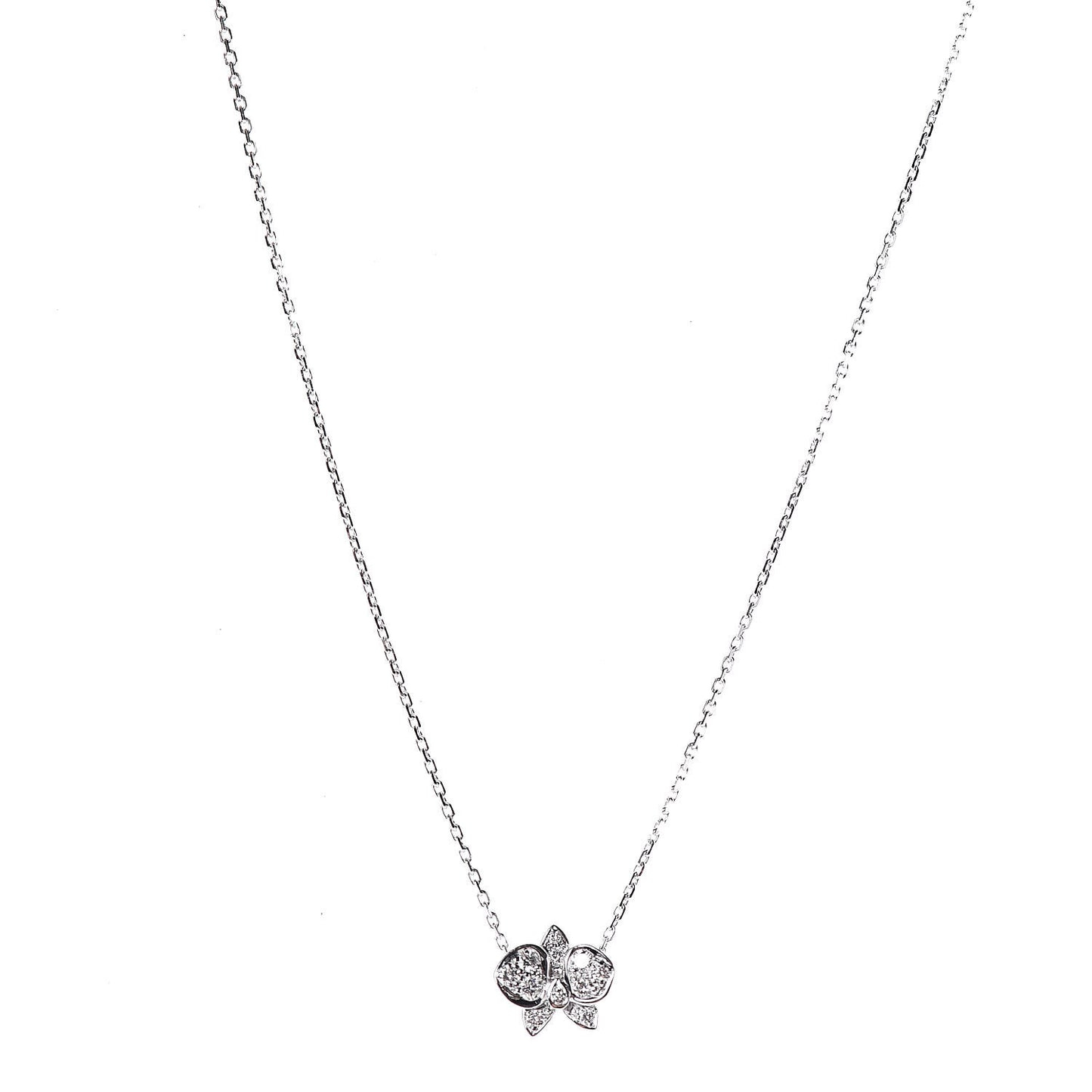 18K White Gold Diamond Caresse D'Orchidees Par Necklace