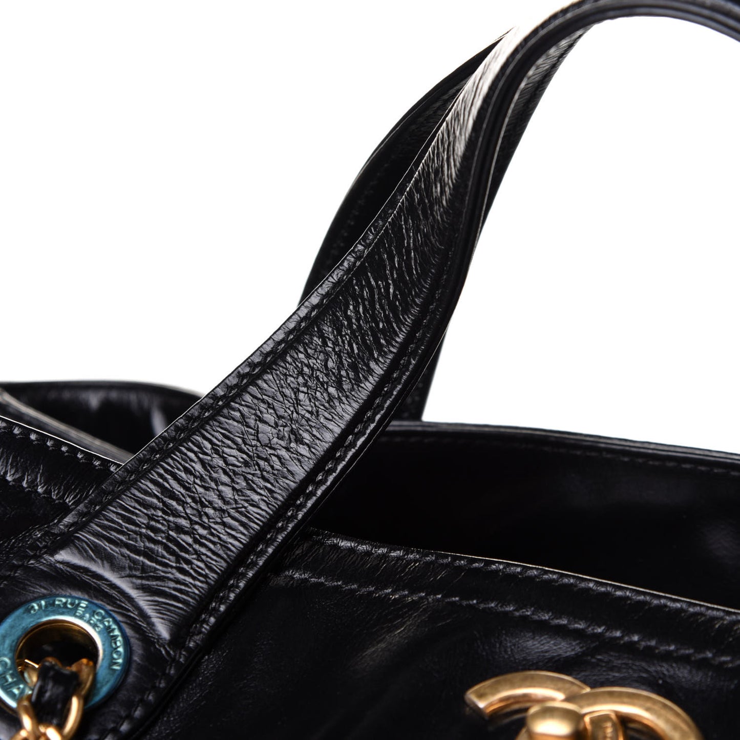Iridescent Calfskin Large In the Mix Tote Black