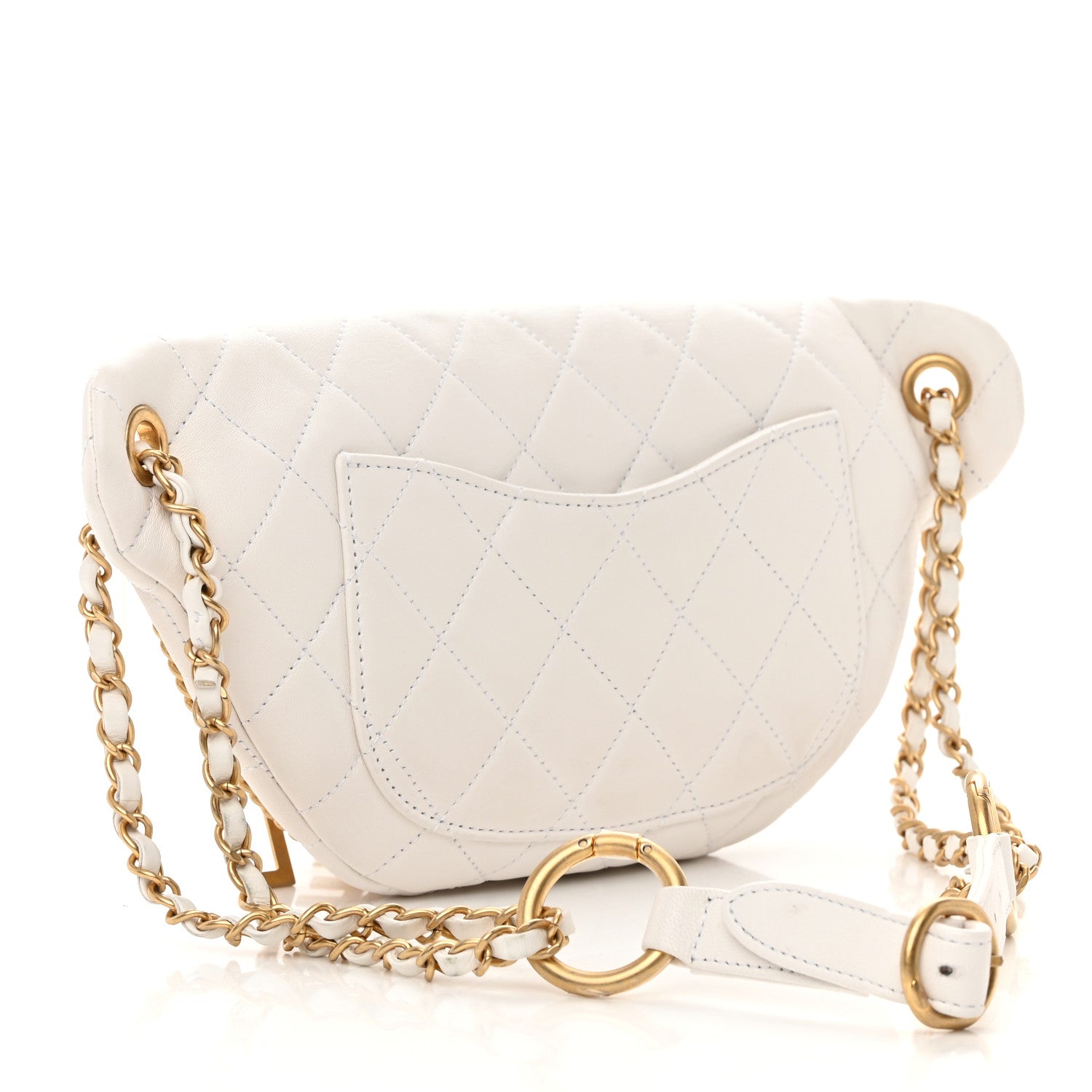 Chanel Lambskin Quilted All About Chains Waist Belt Bag White 3 of 13