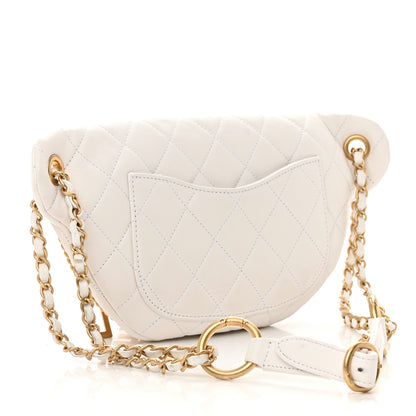 Chanel Lambskin Quilted All About Chains Waist Belt Bag White 3 of 13