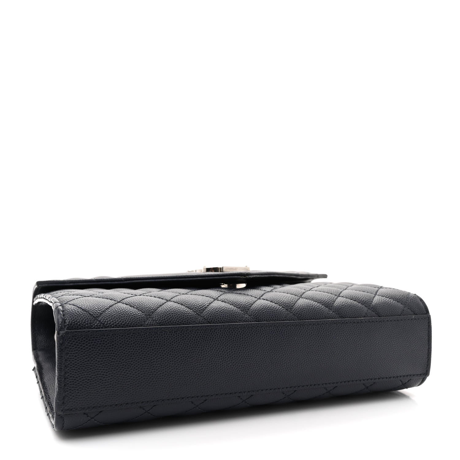Saint Laurent Grain De Poudre Textured Mixed Matelasse Triquilt Medium Monogram Satchel Deep Marine 4 of 13