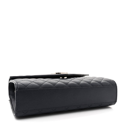 Saint Laurent Grain De Poudre Textured Mixed Matelasse Triquilt Medium Monogram Satchel Deep Marine 4 of 13
