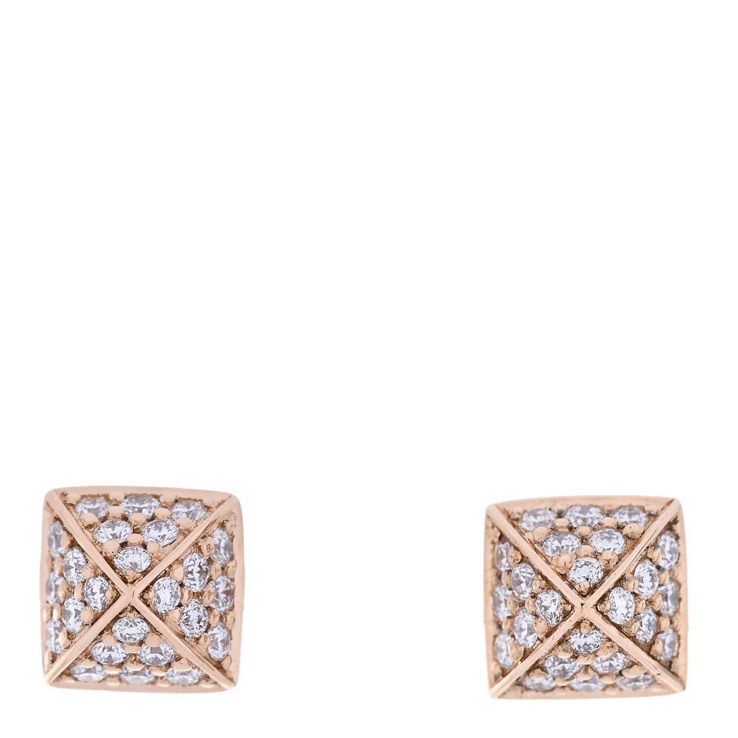 Hermes 18K Rose Gold Diamond Clou d'H Stud Earrings 1 of 6