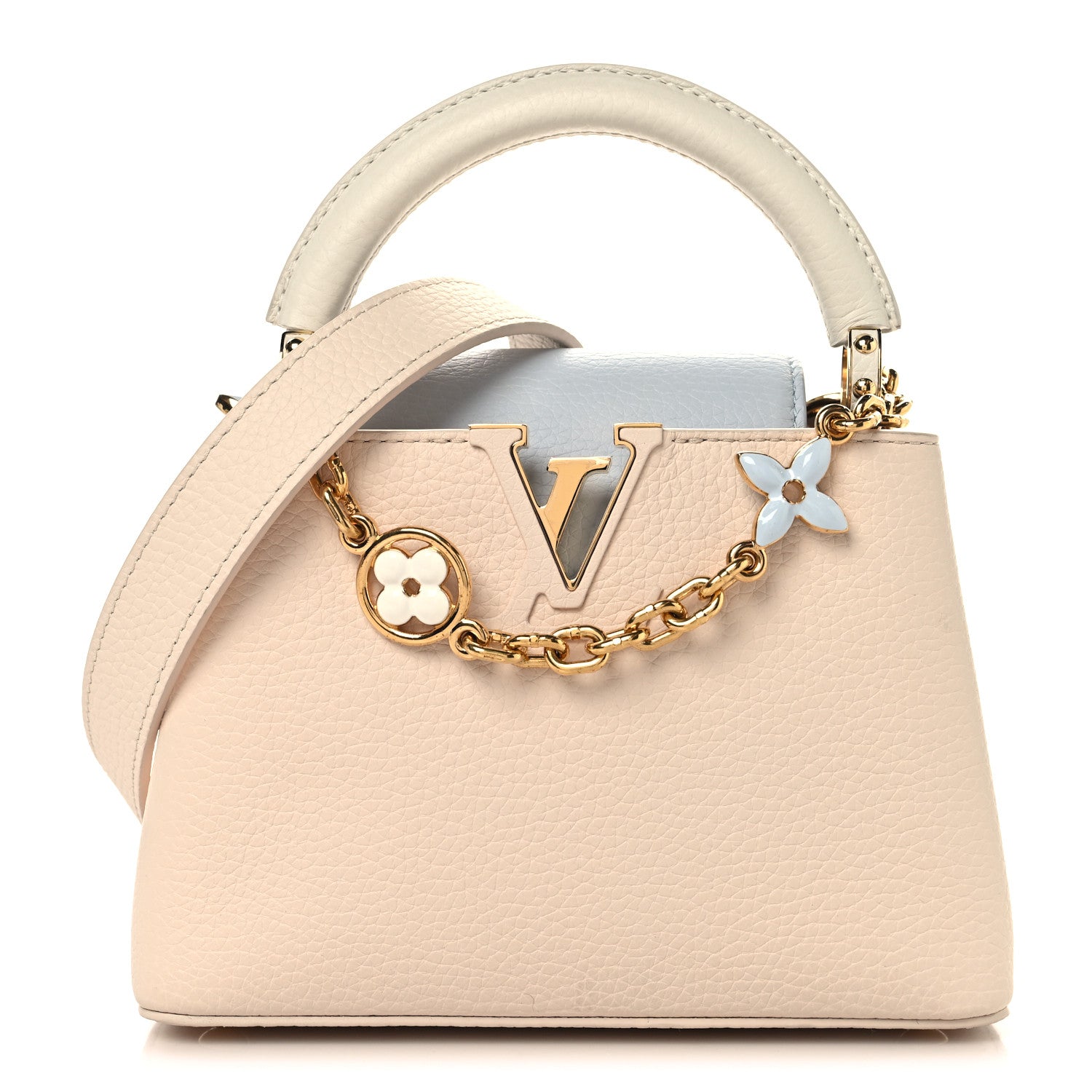 Louis Vuitton Taurillon LV Capucines Mini Blush Olyme Blue White 1 of 10