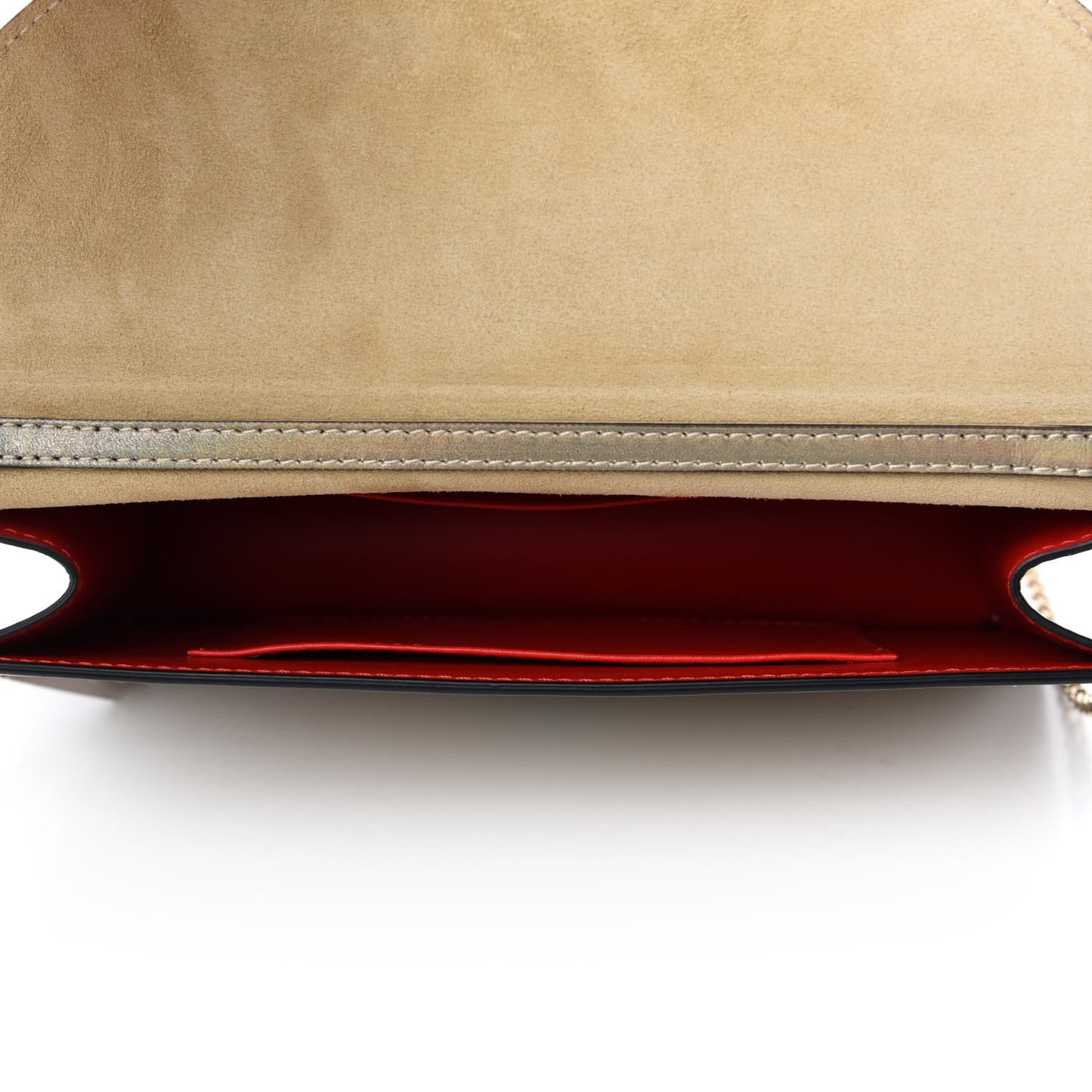Iridescent Calfskin Loubi54 Crossbody Clutch Gold