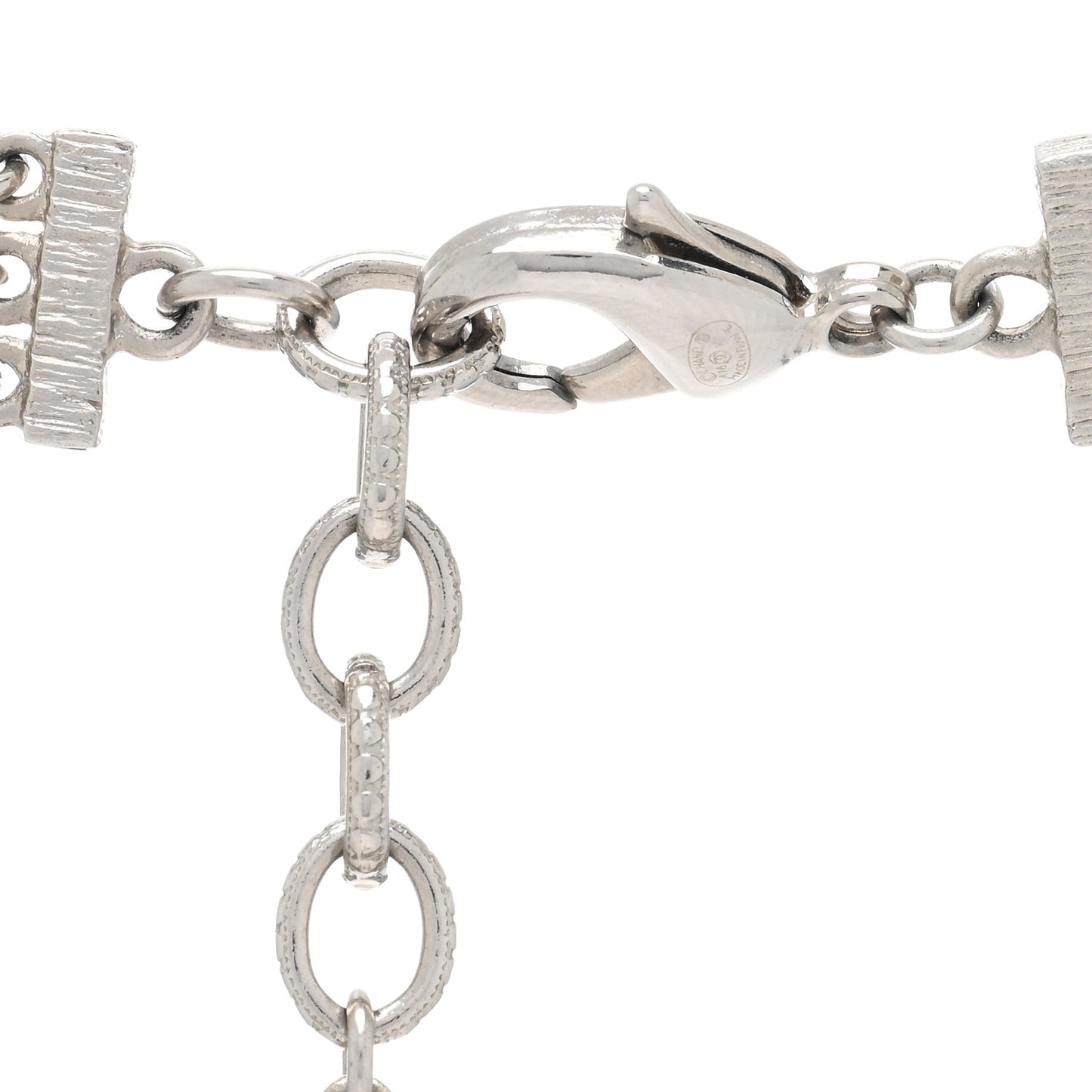 Baguette Crystal CC Multi Strand Long Chain Necklace Silver