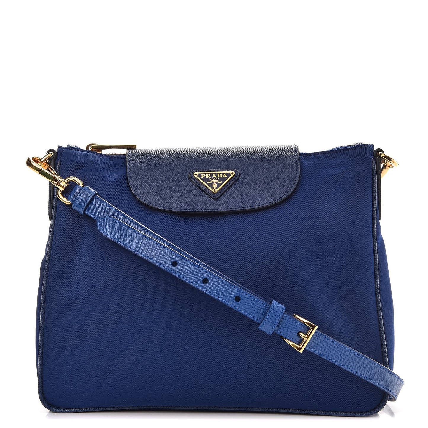 Tessuto Nylon Saffiano Crossbody Bag Bluette
