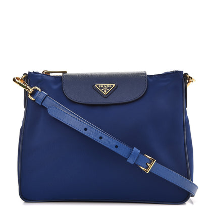 Prada Tessuto Nylon Saffiano Crossbody Bag Bluette 1 of 11