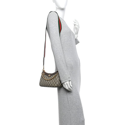 Gucci GG Supreme Monogram Textured Dollar Calfskin Web Small Ophidia GG Handbag Beige Ebony New Acero 2 of 12