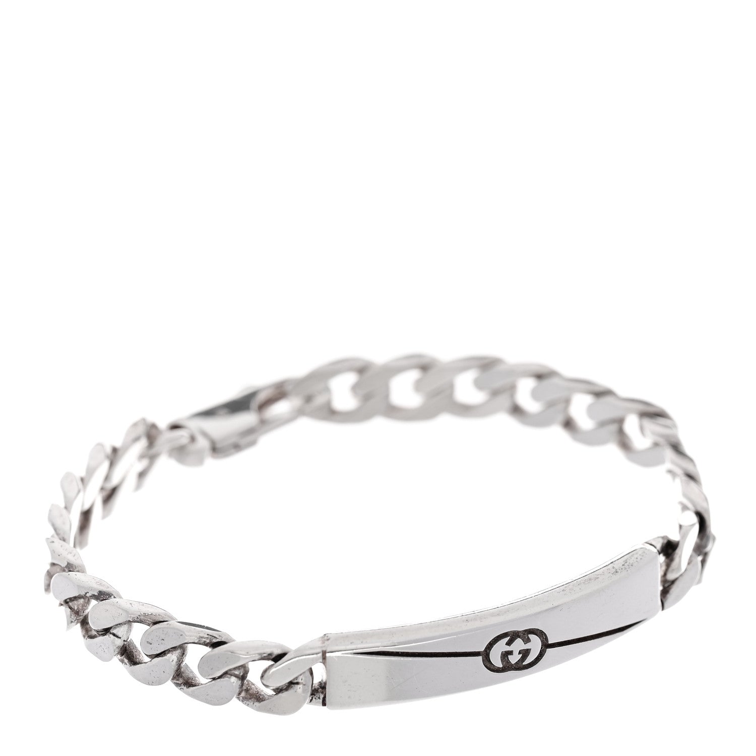 Gucci Sterling Silver Diagonal Interlocking G Chain Bracelet 1 of 4