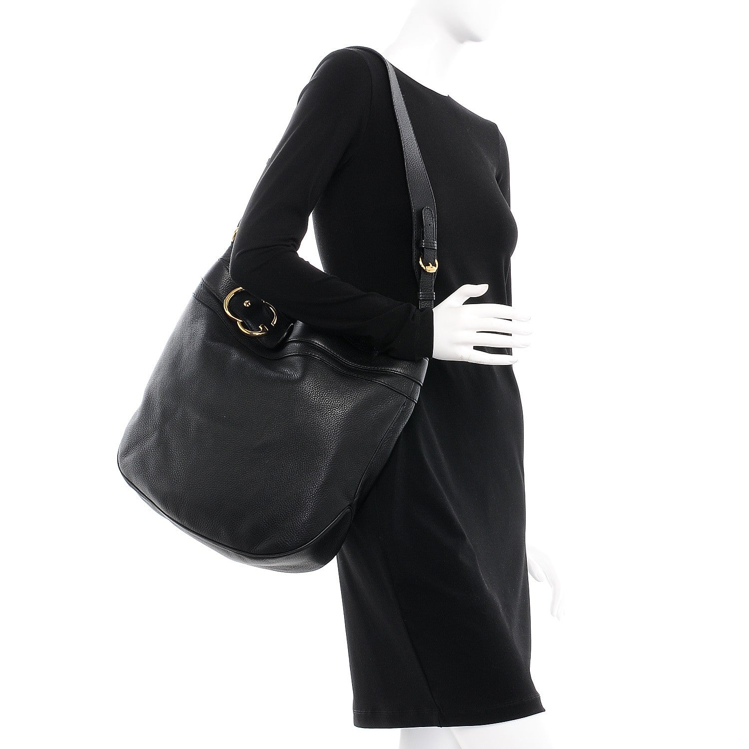 Gucci Calfskin Large Ride Shoulder Bag Black 2 of 7