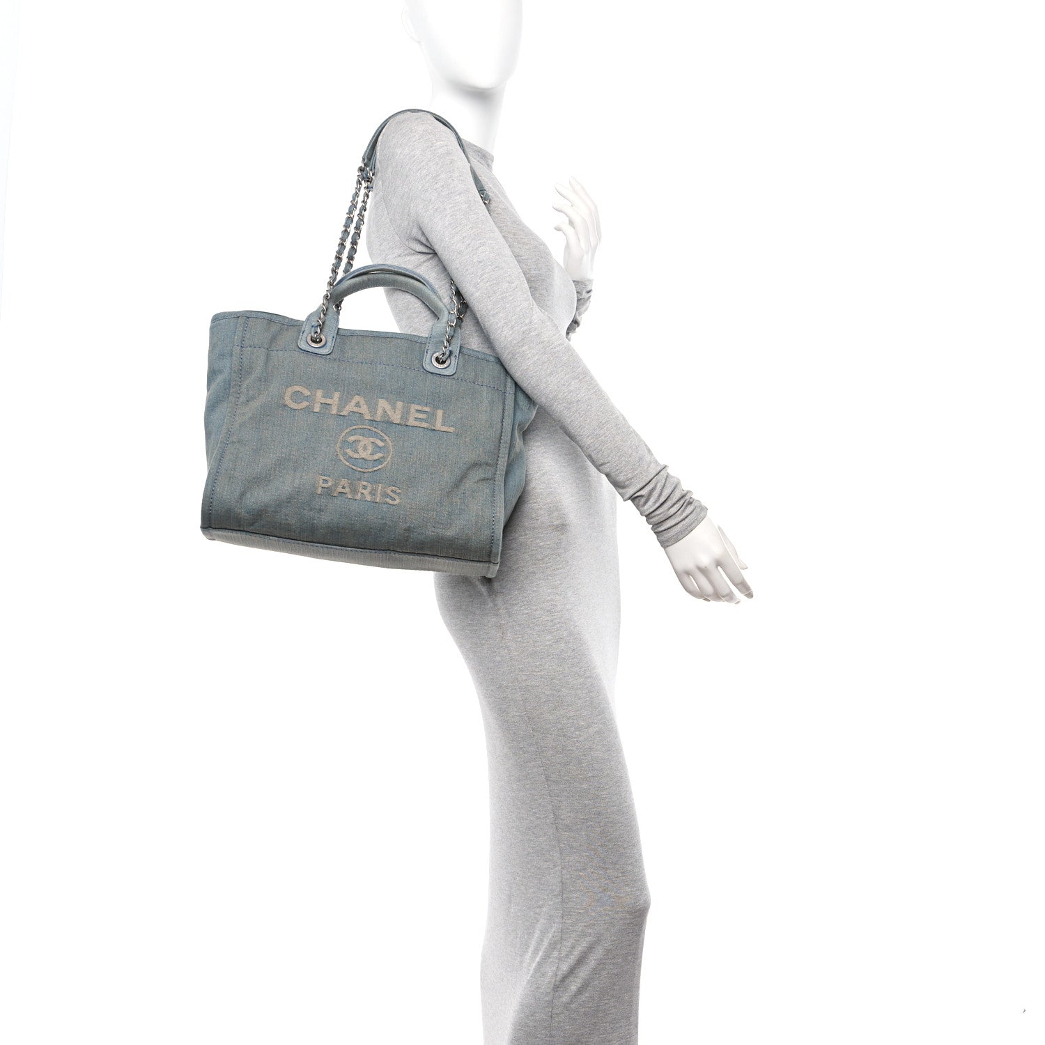 Chanel Denim Small Deauville Tote Light Blue 2 of 10