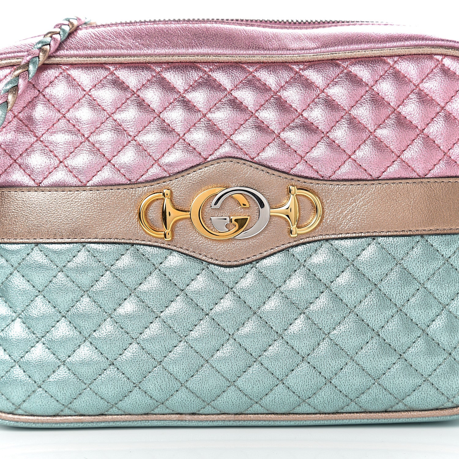 Gucci Laminated Nappa Trapuntata Small Zumi Shoulder Bag Rosa Lago Rame 9 of 9