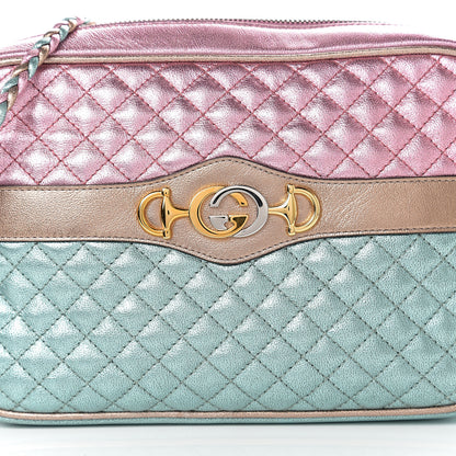 Gucci Laminated Nappa Trapuntata Small Zumi Shoulder Bag Rosa Lago Rame 9 of 9