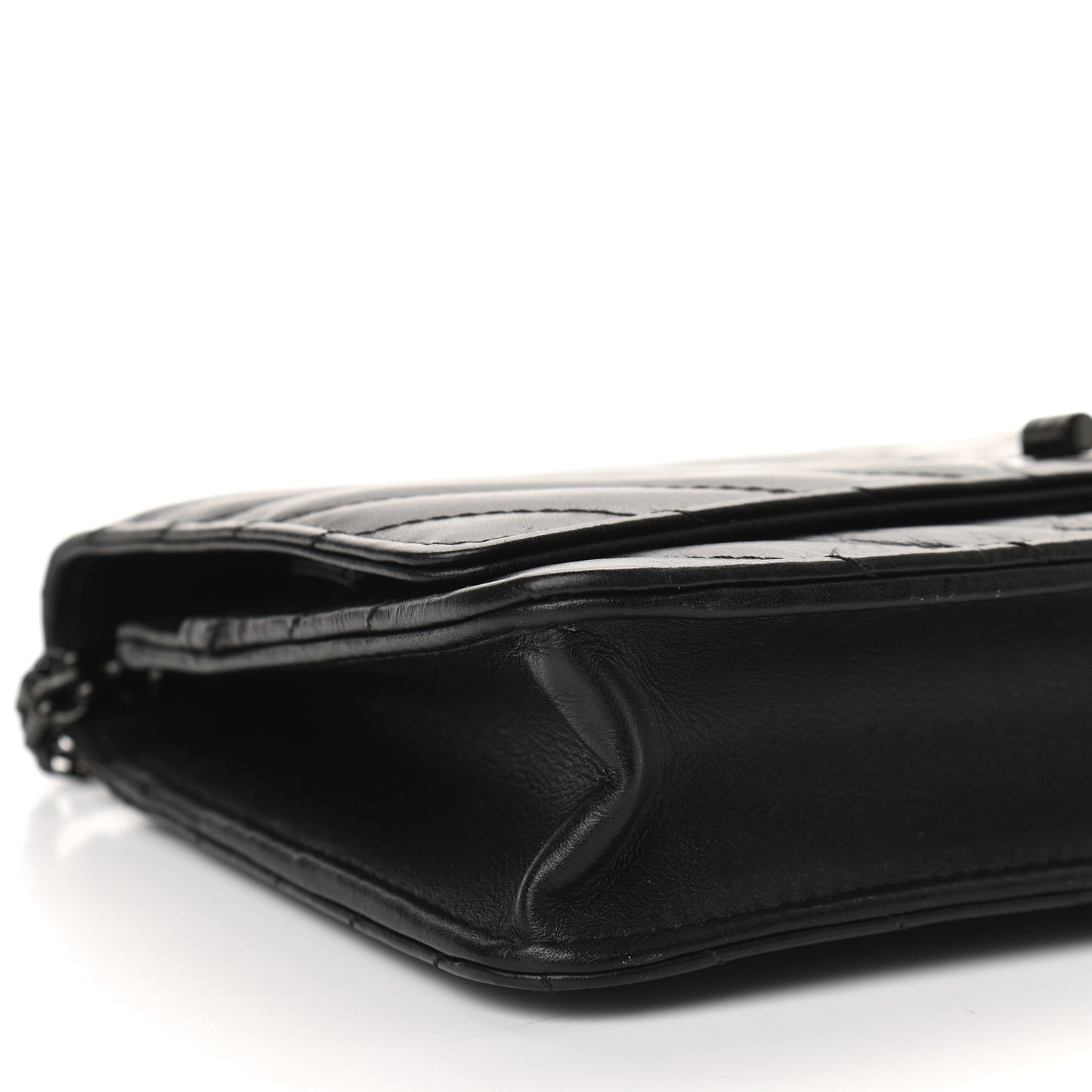 Aged Calfskin Chevron Quilted Reissue Wallet On Chain WOC So Black