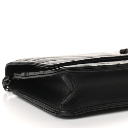 Chanel Aged Calfskin Chevron Quilted Reissue Wallet On Chain WOC So Black 9 of 10