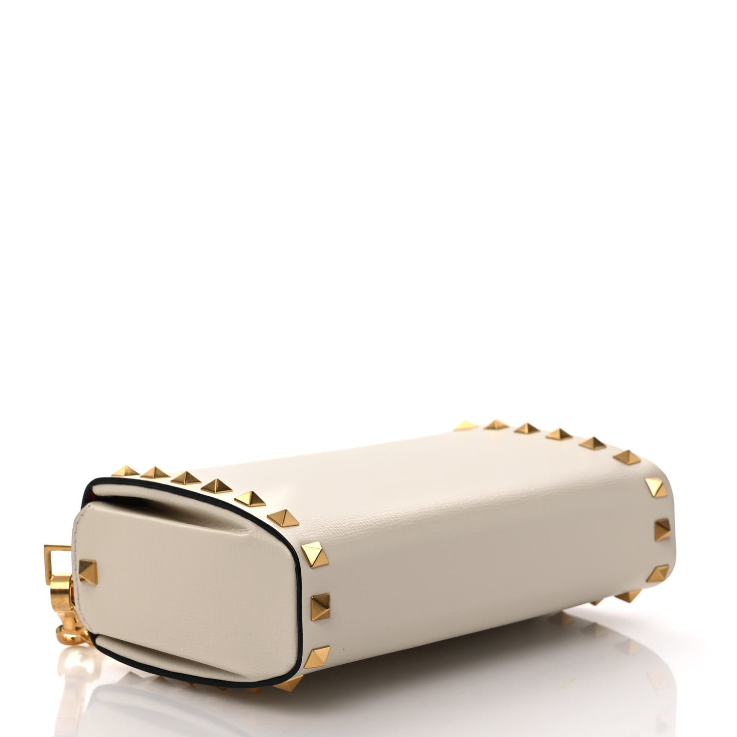 Valentino Garavani Grainy Calfskin Rockstud Alcove Box Clutch Ivory 5 of 9
