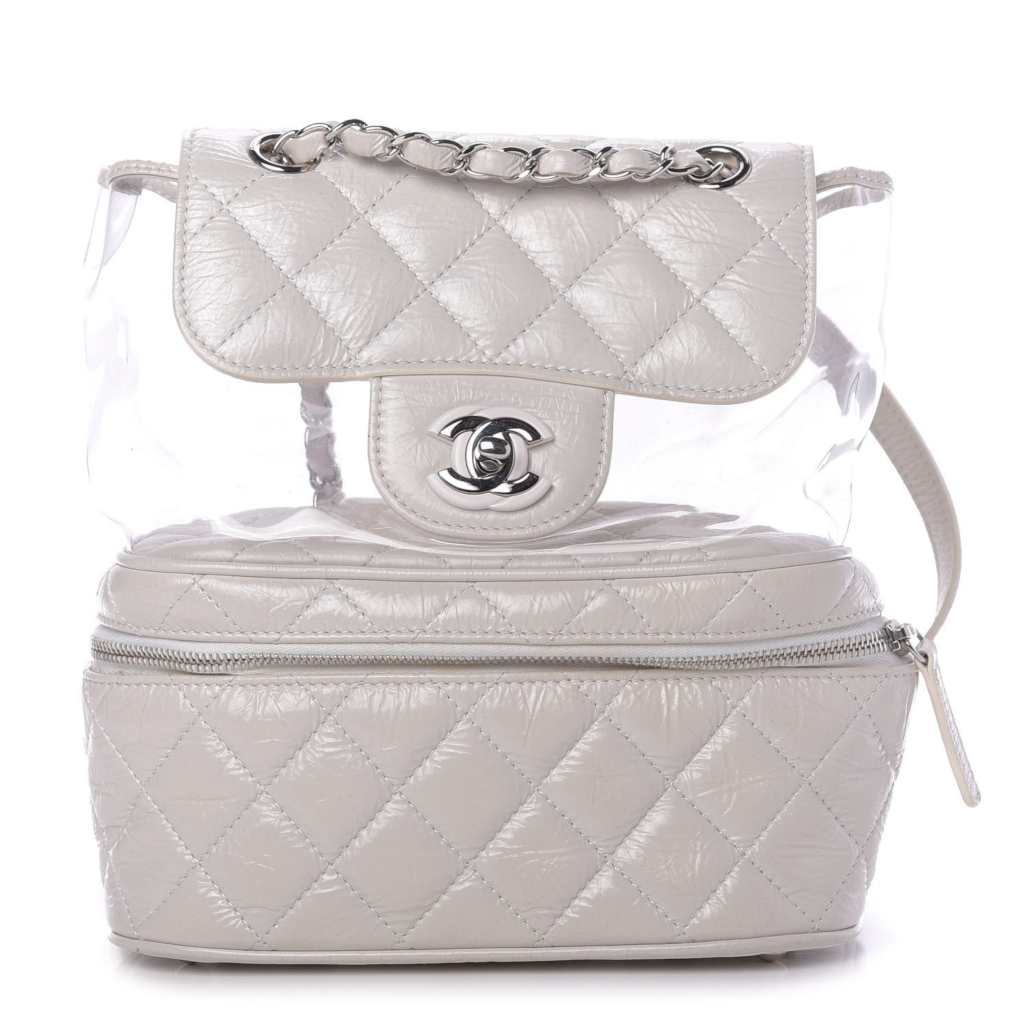 Chanel Crumpled Calfskin PVC Quilted Backpack White 1 of 10