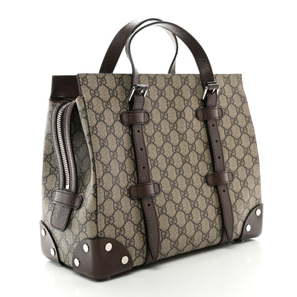 Gucci GG Supreme Monogram Textured Dollar Calfskin Small Detail Tote Beige Ebony New Acero 3 of 10