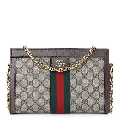 Gucci GG Supreme Monogram Web Small Ophidia Chain Shoulder Bag Brown 1 of 9